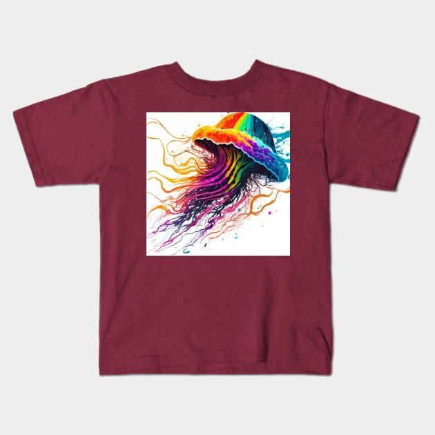 rainbow jellyfish Kids T-Shirt by Sravudh Snidvongs